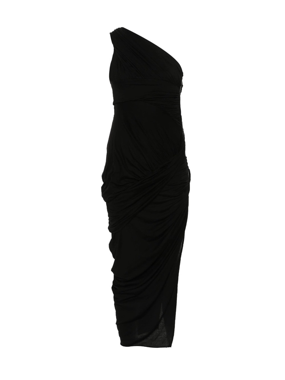 $1640 RICK OWENS LIDO BLACK ONE-SHOULDER DRAPED DRESS SIZE 42